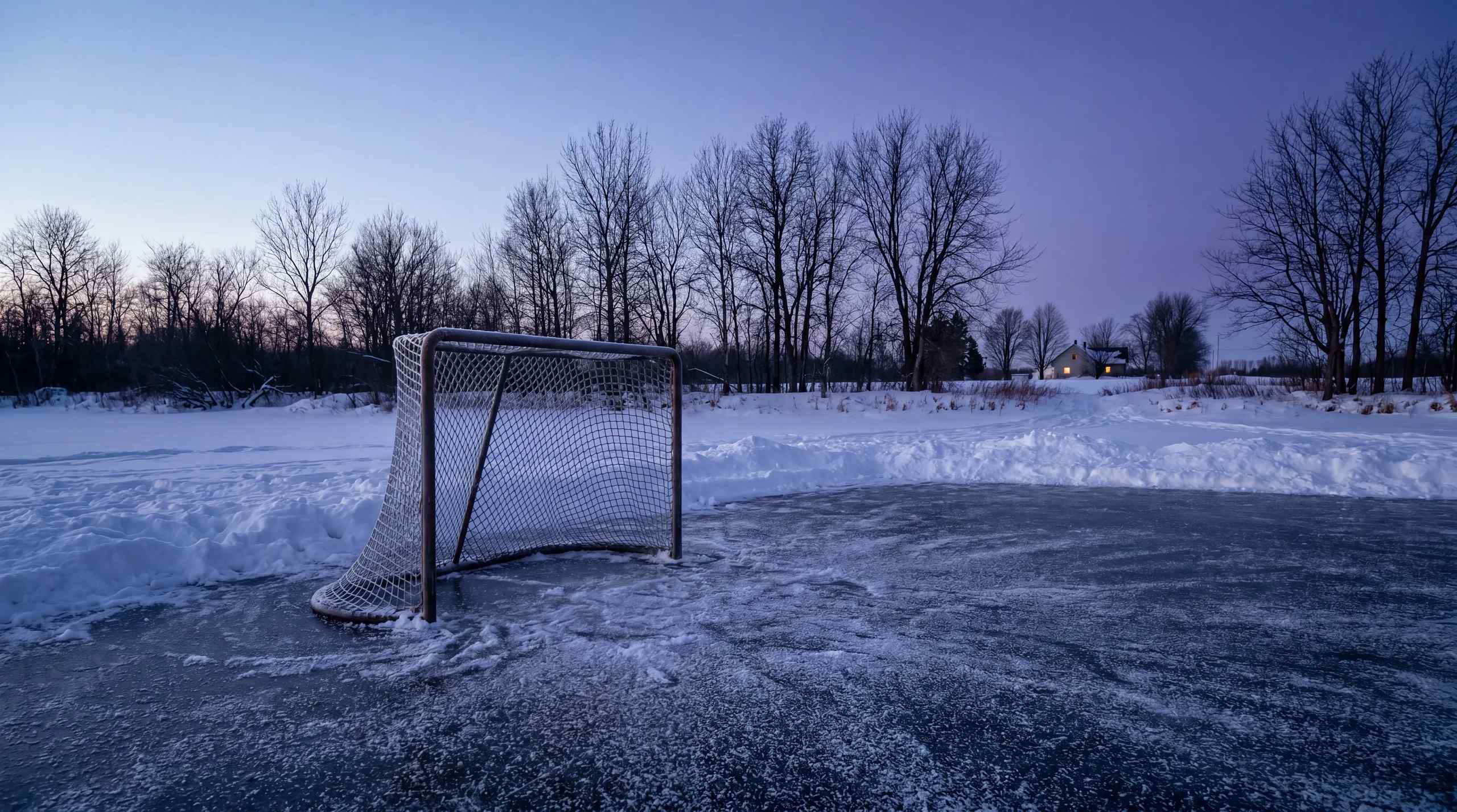 A goal set up outside in snowy Canada.